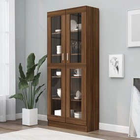 Mobile Vetrina Rovere Marrone 82,5x30,5x185,5 Legno Multistrato /