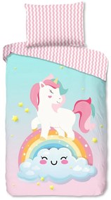 Set copripiumino e federa da bambini rosa/turchese in cotone per letto singolo 140x200 cm Sweety – Good Morning