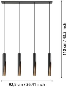 Eglo 901733 - Lampadario LED a sospensione con filo BARBOTTO 4xGU10/4,5W/230V 3000K nero/marrone