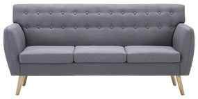 Divano a 3 posti rivestito in tessuto 172x70x82cm grigio chiaro