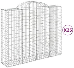 Cesti Gabbioni ad Arco 25 pz 200x50x160/180 cm Ferro Zincato