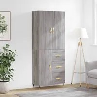 Credenza Grigio Sonoma 69,5x34x180 cm in Legno Multistrato 3195889