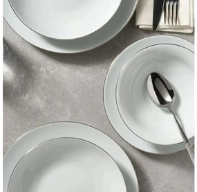 Set da tavola 8 pezzi, bianco/argento, in porcellana