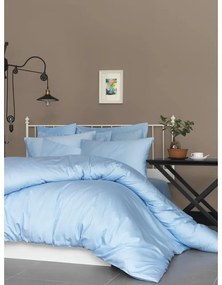Biancheria da letto singola in cotone sateen azzurro 140x200 cm - Mijolnir