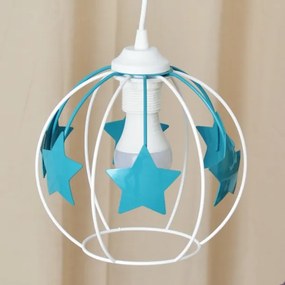 Lampadario a sospensione per bambini STARS 1xE27/15W/230V turchese/bianco