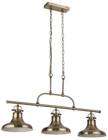 Lampadario Rustico-Country Dallas Acciaio Ottone 3 Luci E27