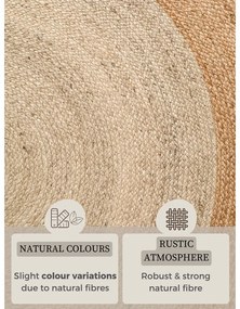 Tappeto rotondo avorio in iuta reversibile e tessuto a mano ø 160 cm Jutta Ivory – Hanse Home