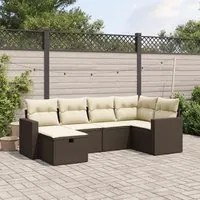 Set Divano da Giardino 6 pz con Cuscini Marrone in Polyrattan 3263489