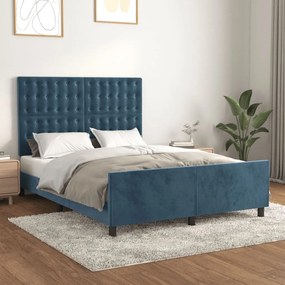 Giroletto Senza Materasso Blu Scuro 140x190 Cm İn Velluto /