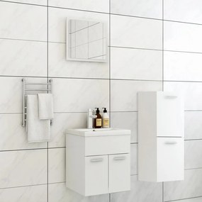 Set Mobili Da Bagno Bianco İn Legno Multistrato /