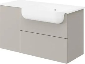 Mobile bagno sospeso con lavabo L 90 x H 50 x P 36.5 cm tortora chiaro, 1 anta 1 cassetto per vasca a destra Matrix