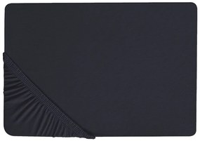 Lenzuolo con angoli cotone nero 180 x 200 cm JANBU Beliani