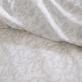 Set copripiumino e federa greige in cotone per letto matrimoniale 200x200 cm Woodland – Bianca