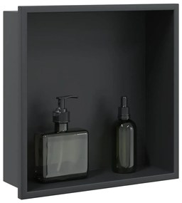 Nicchia Per Doccia Nero Opaco 32x32x9cm İn Acciaio Inox /