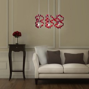 Sospensione   3 luci  - cromo -   206.503 Collezione  Astro - Metal Lux Rosso