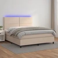 Giroletto Molle Materasso e LED Cappuccino 160x200cm Similpelle 3135896