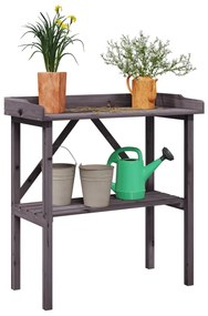 Tavolo Piante Ripiano Grigio 78x38x,82,5cm Legno Massello Abete /