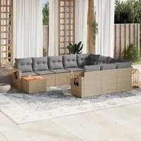 Set Divano da Giardino 11 pz con Cuscini Beige Misto Polyrattan 3257081