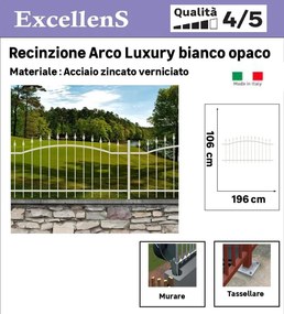 Recinzione Arco bianca in ferro verniciato bianco L 196 x H 105 x P 3 cm