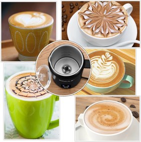 Montalatte Elettrico 500W Cappuccinatore Caldo Freddo Schiumatore Latte in Acciaio e PP Nero...