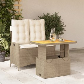 Set Da Pranzo Da Giardino 2 Pz Con Cuscini Beige İn Polyrattan /