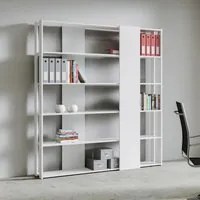 Composizione Libreria B Kato 6R 2 fianchi 4 fasce lunghe - Bianco Frassino