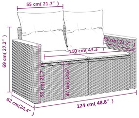 Set Divano da Giardino 9 pz con Cuscini Beige in Polyrattan