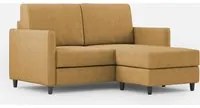 Divano 2 Posti con Pouf 158x145x85 cm Karay in Tessuto Ocra