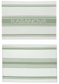 Set 2 strofinacci cucina 50x70 cm righe cotone verde