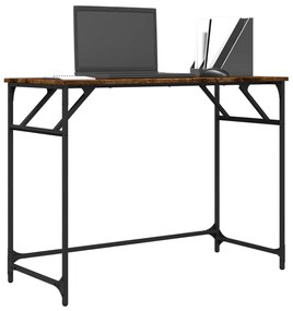 Scrivania fumo 100x45x76cm legno e acciaio verniciato a polvere