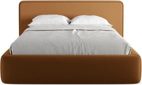 Letto matrimoniale imbottito in terracotta con contenitore con griglia 140x200 cm Kiana - Makamii