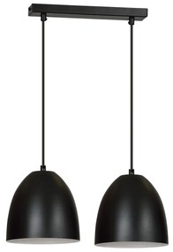 Lampadario 2 Luci Reartù In Acciaio Nero Con Cupole In Nero E Bianco