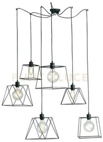 Lampadario a sospensione brooklyn poligonale nera 6 luci attacco e2...
