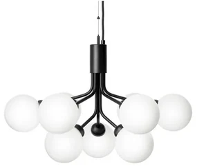 Apiales 9 Lampadario Raso Nero/Bianco Opale - Nuura