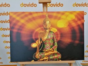 Stampa su tela – Statua di Buddha con sfondo astratto