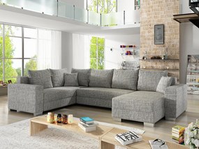 Divano letto matrimoniale angolare Birmingham - Tessuto grigio chiaro grezzo+tessuto grigio chiaro grezzo