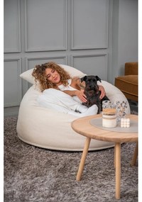 Puof a sacco color crema con rivestimento in bouclé Om 110 – SLOWDOWN