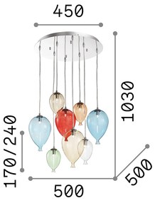 Sospensione Moderna Clown Metallo Bianco 8 Luci G9 3W 3000K Luce Calda