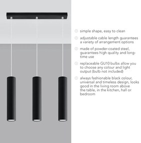 Lampadario nero in metallo Castro – Sollux