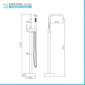 Rubinetto da terra per vasca freestanding cromato