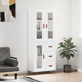 Credenza bianco lucido 69,5x34x180 cm in legno multistrato