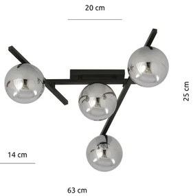 Plafoniera SMART 4xE14/10W/230V nero/grigio