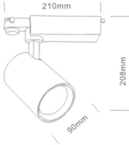 Faro LED per binario Trifase 35W  ang. 60° - Rosa per Banco Carni Colore Rosa Alimentare