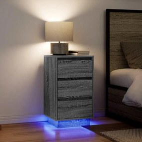 Comodino Con Luci Led Grigio Sonoma 38x34x65 Cm /