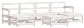 Set divani da giardino 7pz con cuscini in legno massello bianco