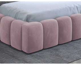 Letto matrimoniale imbottito rosa con contenitore con rete inclusa 140x200 cm Lamica – ELTAP