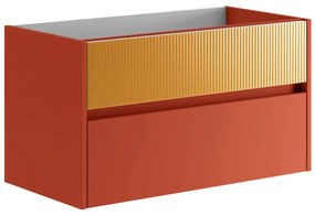 Mobile da bagno sospeso sotto lavabo L 89.5 x H 50 x P 45.5 cm rosso laccato opaco, 2 cassetti Niwa