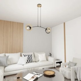 Lampadario a sospensione con filo SKIVA 2xE27/15W/230V nero/beige