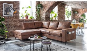 Divano letto angolare in similpelle marrone (angolo sinistro) Lofty Lilly - Miuform