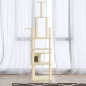 Albero Per Gatti Con Tiragraffi İn Sisal Crema 183 Cm /